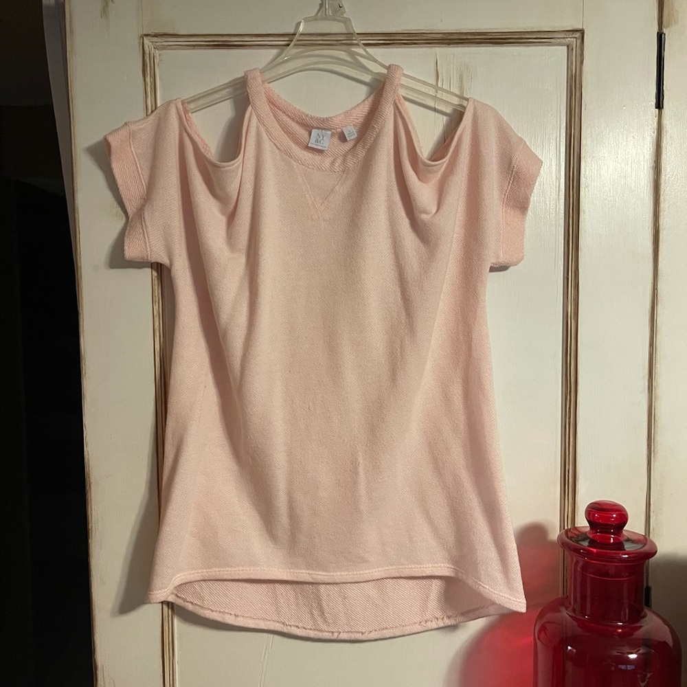 Cold shoulder short sleeve sweatshirt